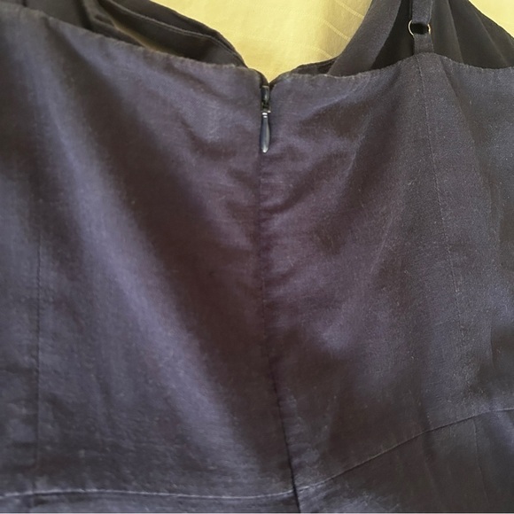 J. Crew Jumpsuit Navy Blue Linen Cotton Tie Front Wide Leg L6968 size 14 - Picture 10 of 16